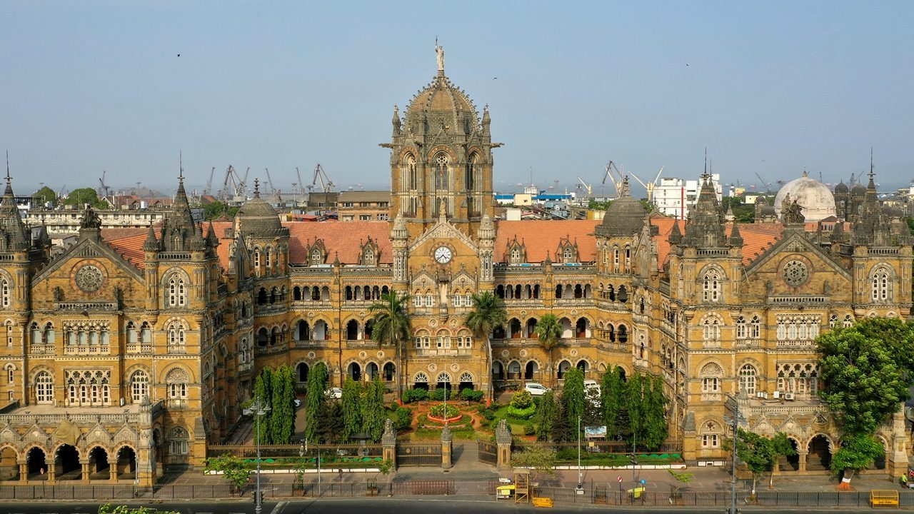 Gothic and Art Deco stone facades of historic Bombay in late light